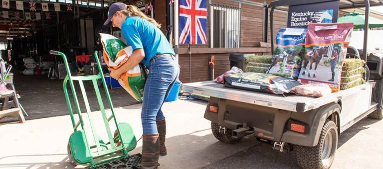 Delivering Saracen feed to Team GBR barns